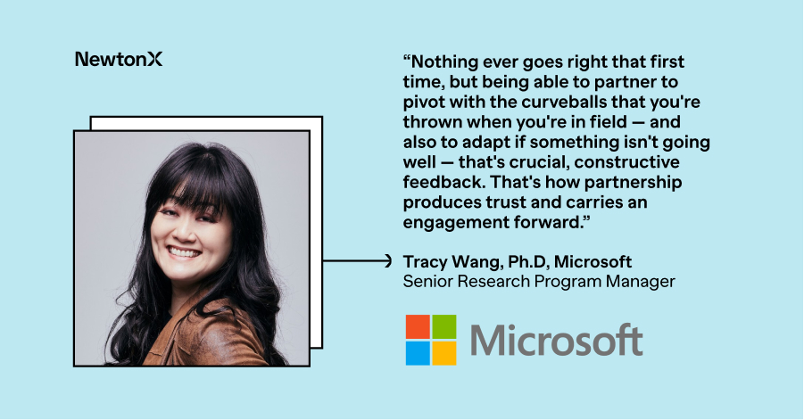 Quote from Microsoft's Tracy Wang on a trust-based partnership