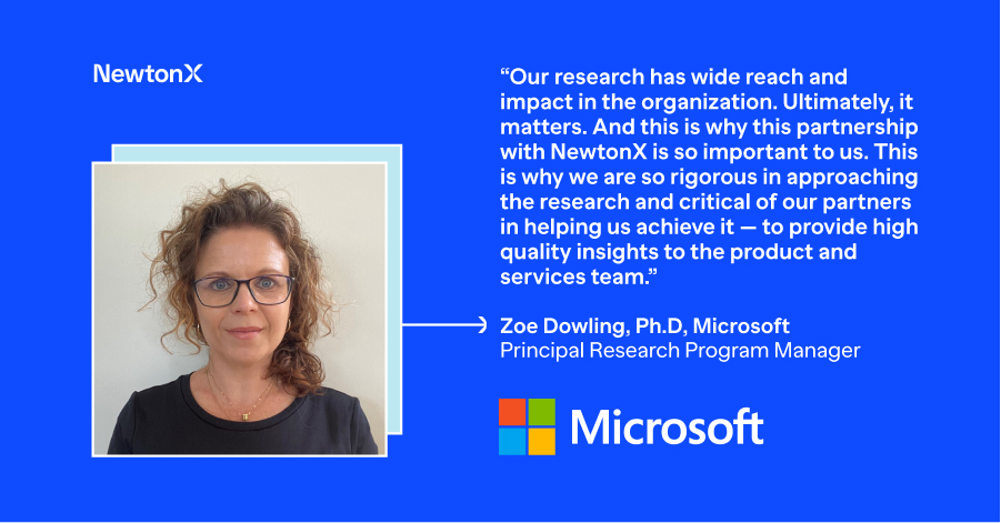 Quote from Microsoft's Zoe Dowling on research impact