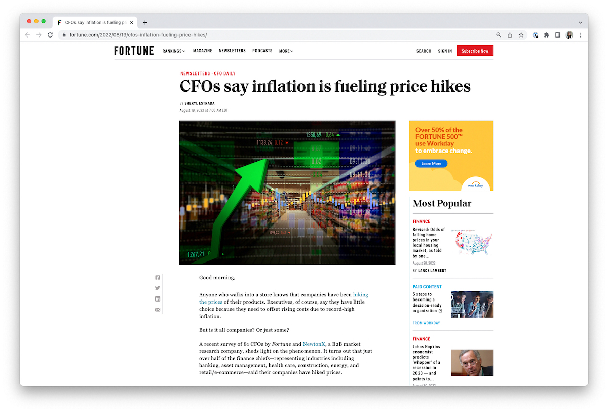 Fortune article featuring NewtonX research on CFOs