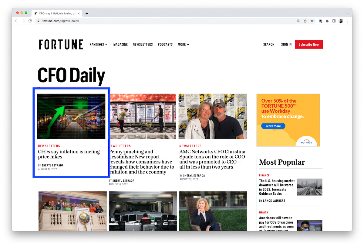 Fortune homepage featuring NewtonX article